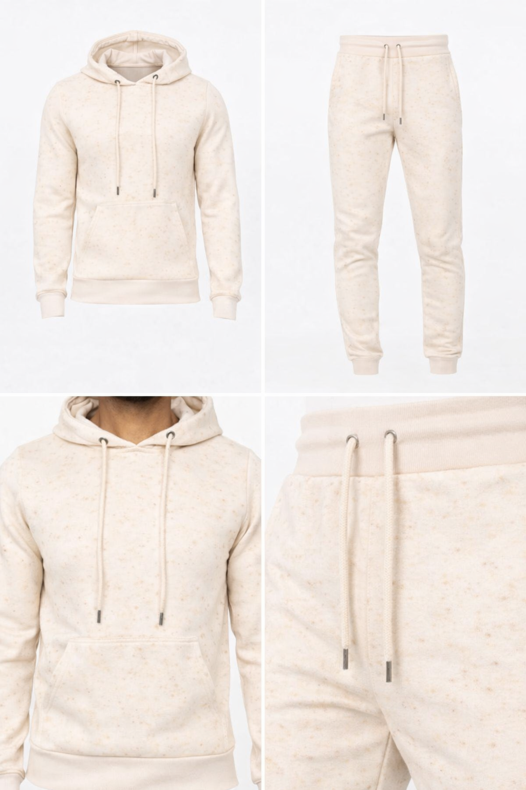 Beige Heren Tracksuit – Hoodie & Jogger Set